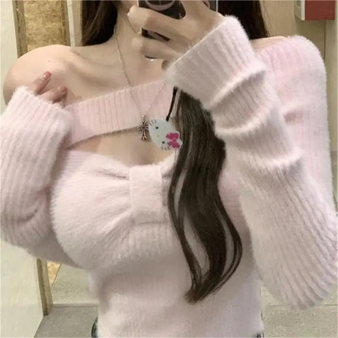 ふわっとオープンリボンニット